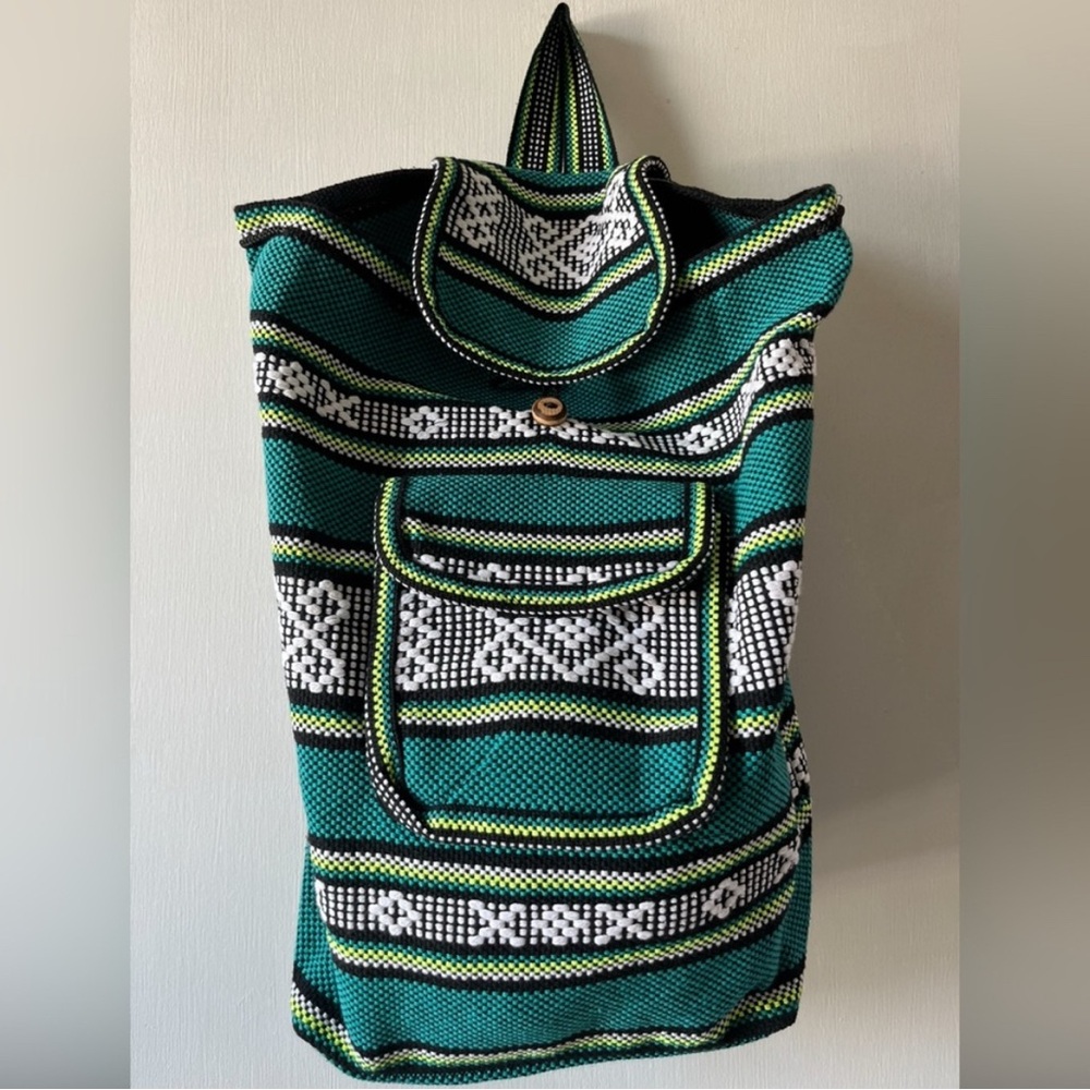 Green and Black | Mexican| Knit Baja Backpack